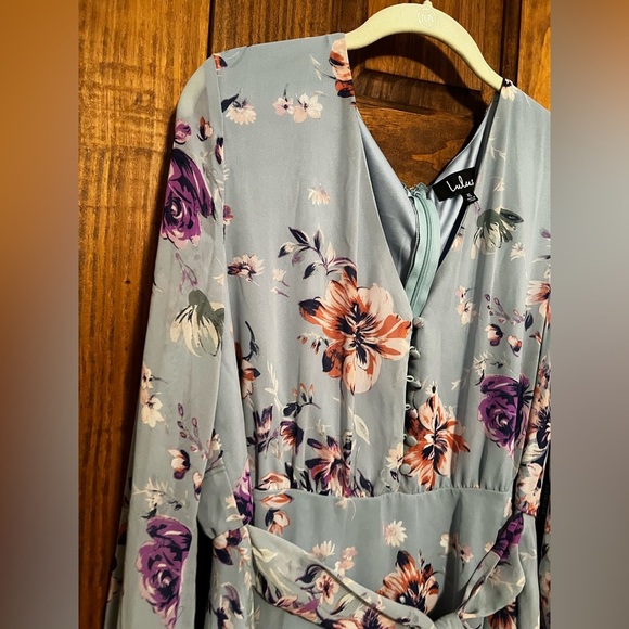 Lulu’s Always Yours Light Blue Floral Print Long Sleeve Skater Dress Size XL NWT - Picture 12 of 12
